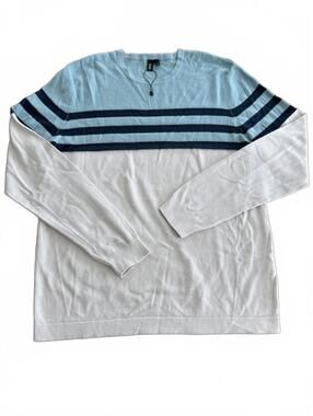 Edun‎ Men's Cotton Linen Sweater Sz XL Colorblock Stripe